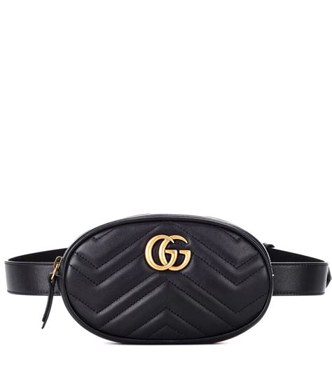 gucci black leather belt bag.